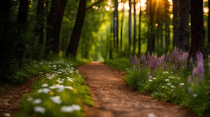 Small road in the forest, Generative AI