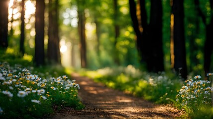 Obraz premium Small road in the forest, Generative AI