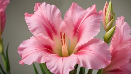Fototapeta premium A elegent pink gladiolus flower closeup view