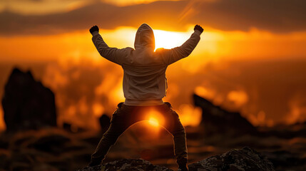 Motivational quote on a sunrise background, highlighting ambition