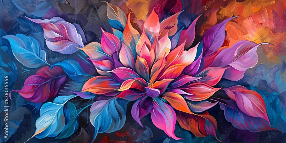 Canvas Prints A painting of a flower with many different colors