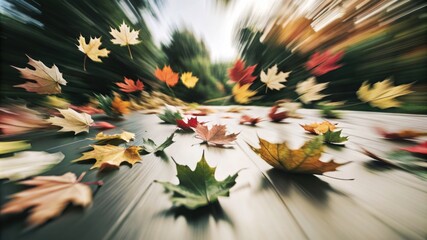 colorful autumn leaves scattered