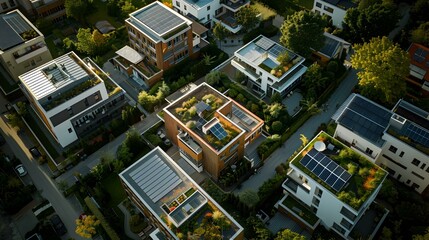 A residential area with eco-houses where buildings