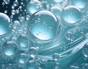  Transparent hyaluronic acid gel texture with bubbles, showcasing a smooth and hydrating app_1(268)
