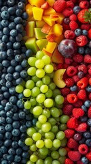 Kinds of Berries  in Full Frame with Top View