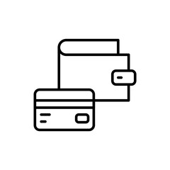 Credit card wallet outline icons, minimalist vector illustration ,simple transparent graphic element .Isolated on white background