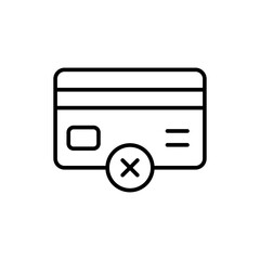 Banned Credit card outline icons, minimalist vector illustration ,simple transparent graphic element .Isolated on white background