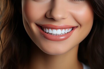 Fototapeta premium Close up of a woman's smile with perfect white teeth.