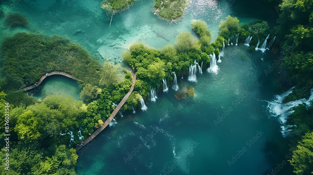 Wall mural plitvice lakes in croatia with turquoise water image