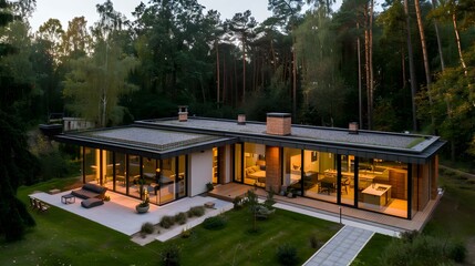 Obraz premium A modern house with large windows image