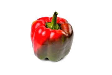 Red bell pepper natural on white background,  selective focus