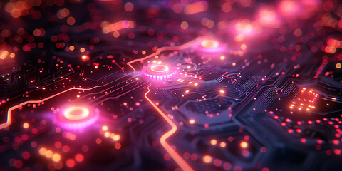 Fototapeta premium Neon AI Canvas: Stylized Artificial Intelligence Background