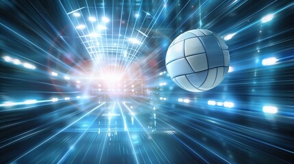 Volleyball flying through the air