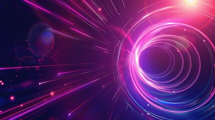Abstract futuristic background with neon light and lens flare