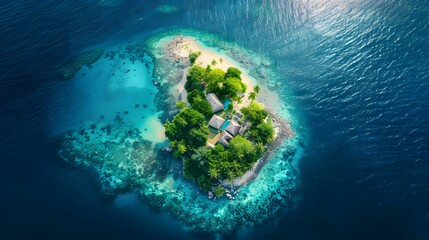 A tropical island with resort img