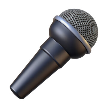 Black microphone 3d isolated on transparent background