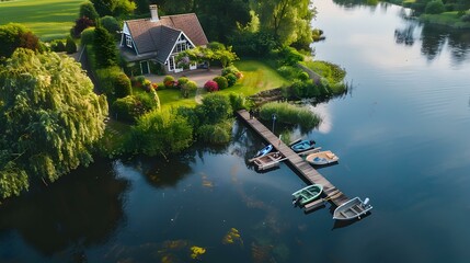 Naklejka premium A house by the river img