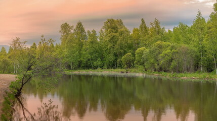 sunset over the river