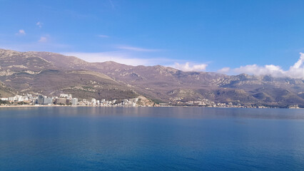 Coast of the Adriatic Sea in Budva in spring.