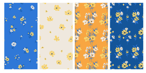 Seamless spring vector pattern with floral motif for dress fabric