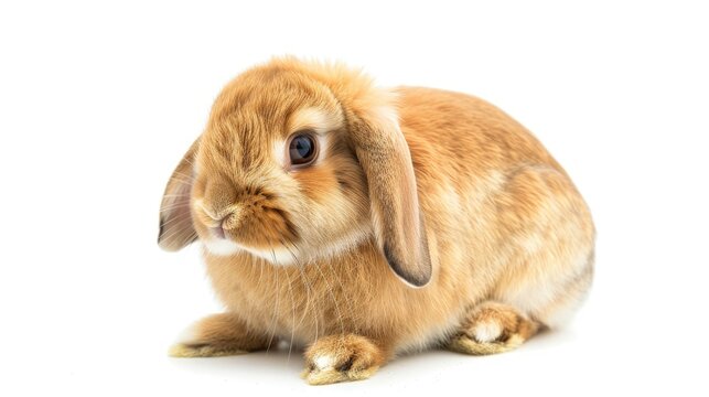 2 month old French Lop rabbit against white backdrop species Oryctolagus cuniculus