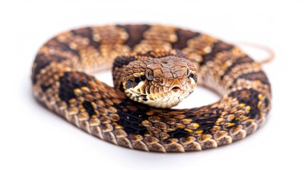 A Hognose snake against a white backdrop