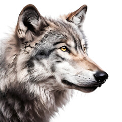 Side view of grey wolf png, Ai Generated