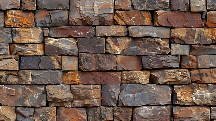 Fototapeta premium Red brick wall background in rural room, brown blocks of stonework architecture for interior background, wallpaper, web design template. 