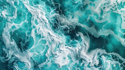 Naklejka premium Abstract poster with teal blue and green marble texture and ocean foam background