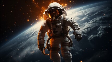 Astronaut Drifting Through Space with Earth in Background Astronaut Earth View AI Generated