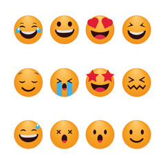 Set of Emoji Vector illustration. Collection of Emoji Reactions for Social Network.