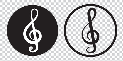 Music notes icon. Musical key signs. Vector symbols on white background.Music notes icon set, Music notes symbol, vector illustration.