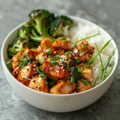 Korean Chicken Rice Bowl With Broccoli