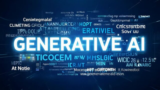 Futuristic Digital Art Showcasing word of Generative AI Technology Concepts