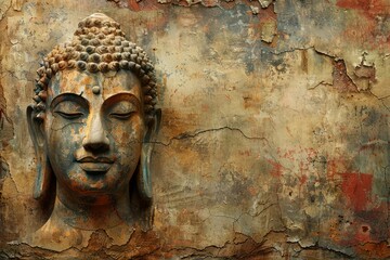 Buddha statue made of stone and concrete symbol of Buddhism