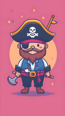 Cute pirate illustration | High Quality | Wallpaper	