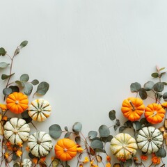 Fall Pumpkins and Eucalyptus Border