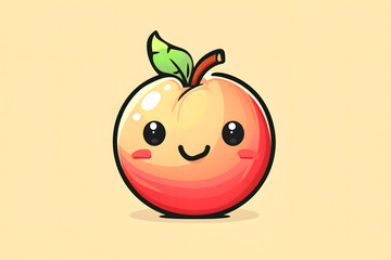 Flat logo illustration of a cute nectarine, isolated on plain, simple background. Generative AI