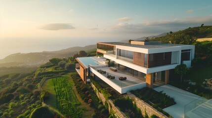 Fototapeta premium House on a hillside with a terrace img