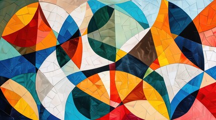 Vibrant Geometric Mosaic Composition on Blank Canvas - Abstract Colorful Artwork Design