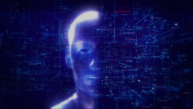 Virtual interface security system Digital Face Surveillance dark face. Data thief, internet fraud, darknet cyber security. Darknet fraud cryptocurrency bitcoin. Cybersecurity and data protection