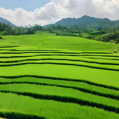 Fototapeta premium Green rice fields