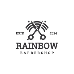 rainbow barbershop logo vector