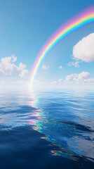 Rainbow over calm sea water