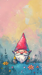 Cute gnome illustration | High Quality | Wallpaper	