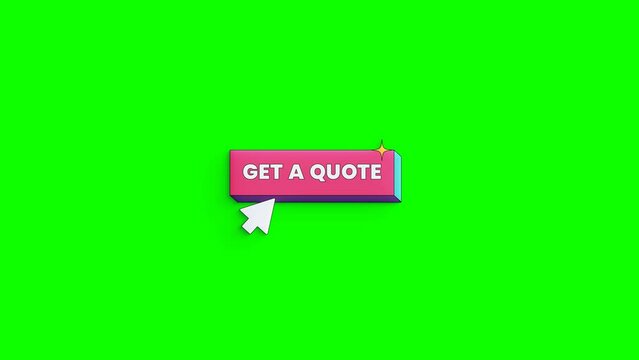 Get a quote button animation. Loop video. Alpha channel, 4k, 60fps. Call To Action Button