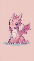 Cute dragon illustration | High Quality | Wallpaper	