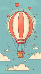 Cute hot air balloon illustration | High Quality | Wallpaper	