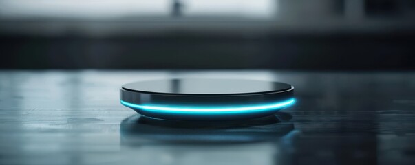 Obraz premium Holographic music player, futuristic sound device, highquality audio, sleek design
