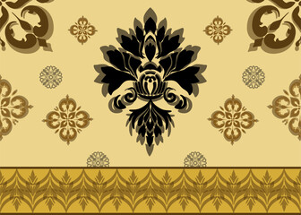 Classic Damask Seamless 
Pattern - Vector Illustration for Elegant Textile 
Design 
